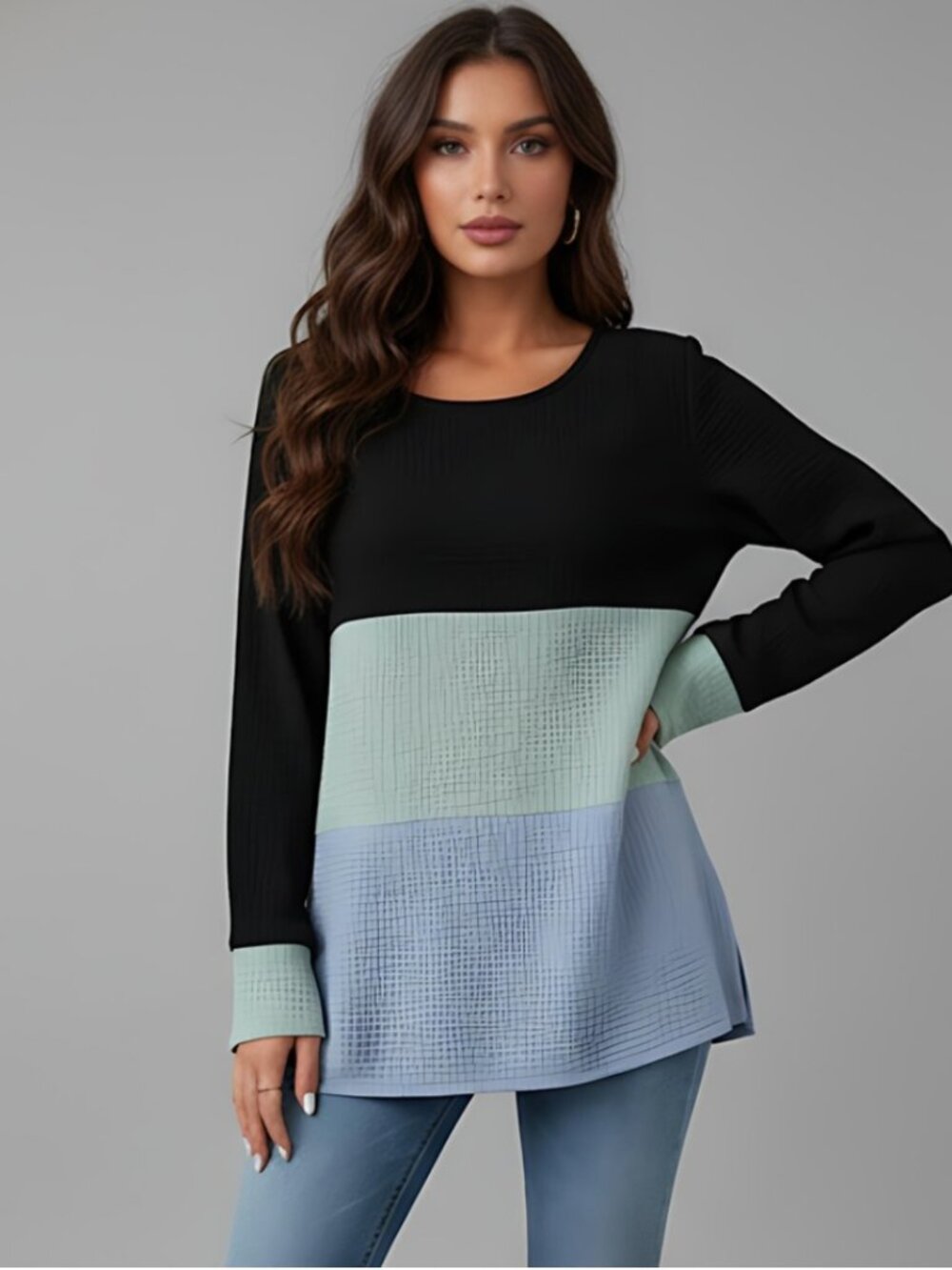 Cotton Tricolour Long Sleeve Shirt